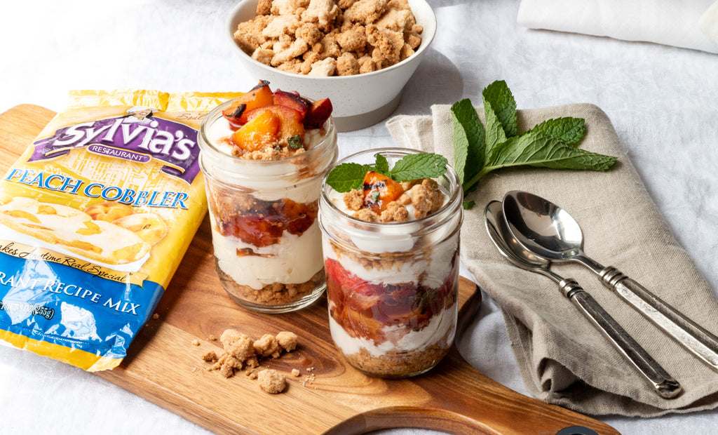 Peach Cobbler Parfait – Sylvia's Soul Food Brand