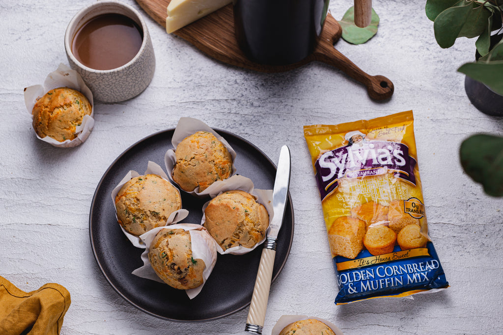 Cheddar Cheese and Bacon Cornbread Muffins – Sylvia's Soul Food Brand