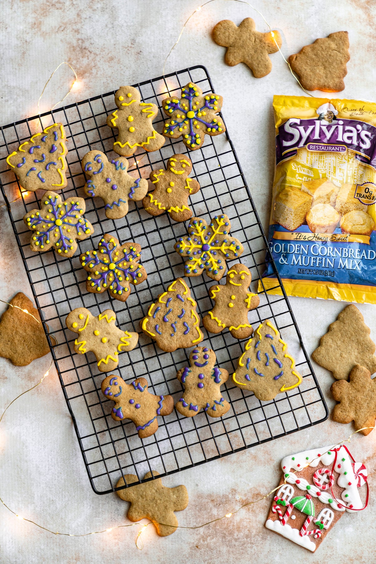 Purple Glazed Gingerbread Holiday Cookies