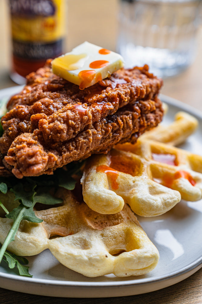Hot Sauce Maple Chicken and Waffles